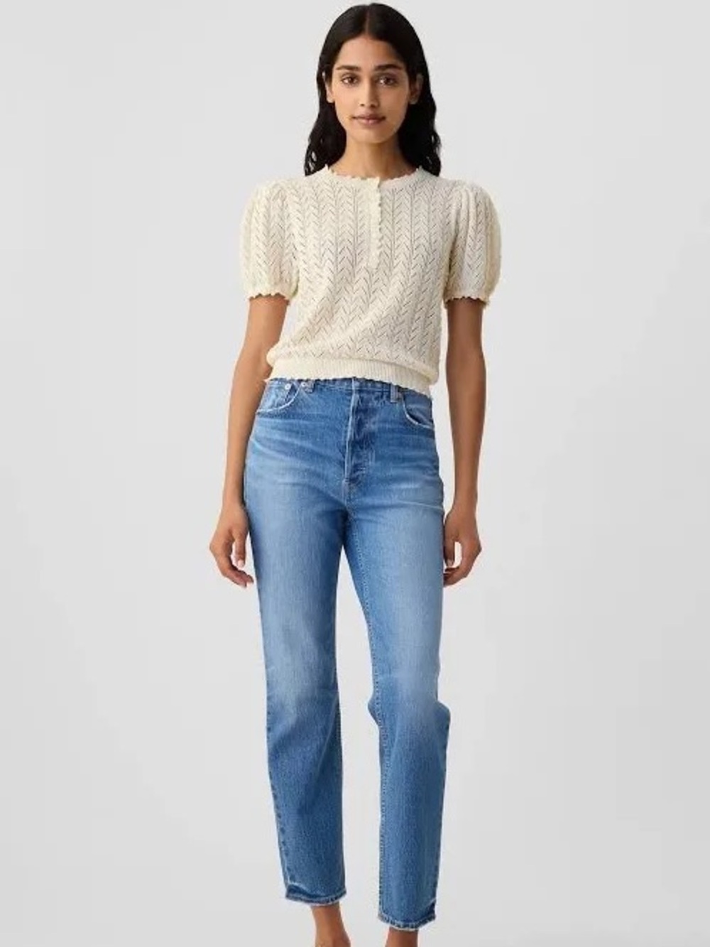 Gap x DÔEN pointelle knit top M